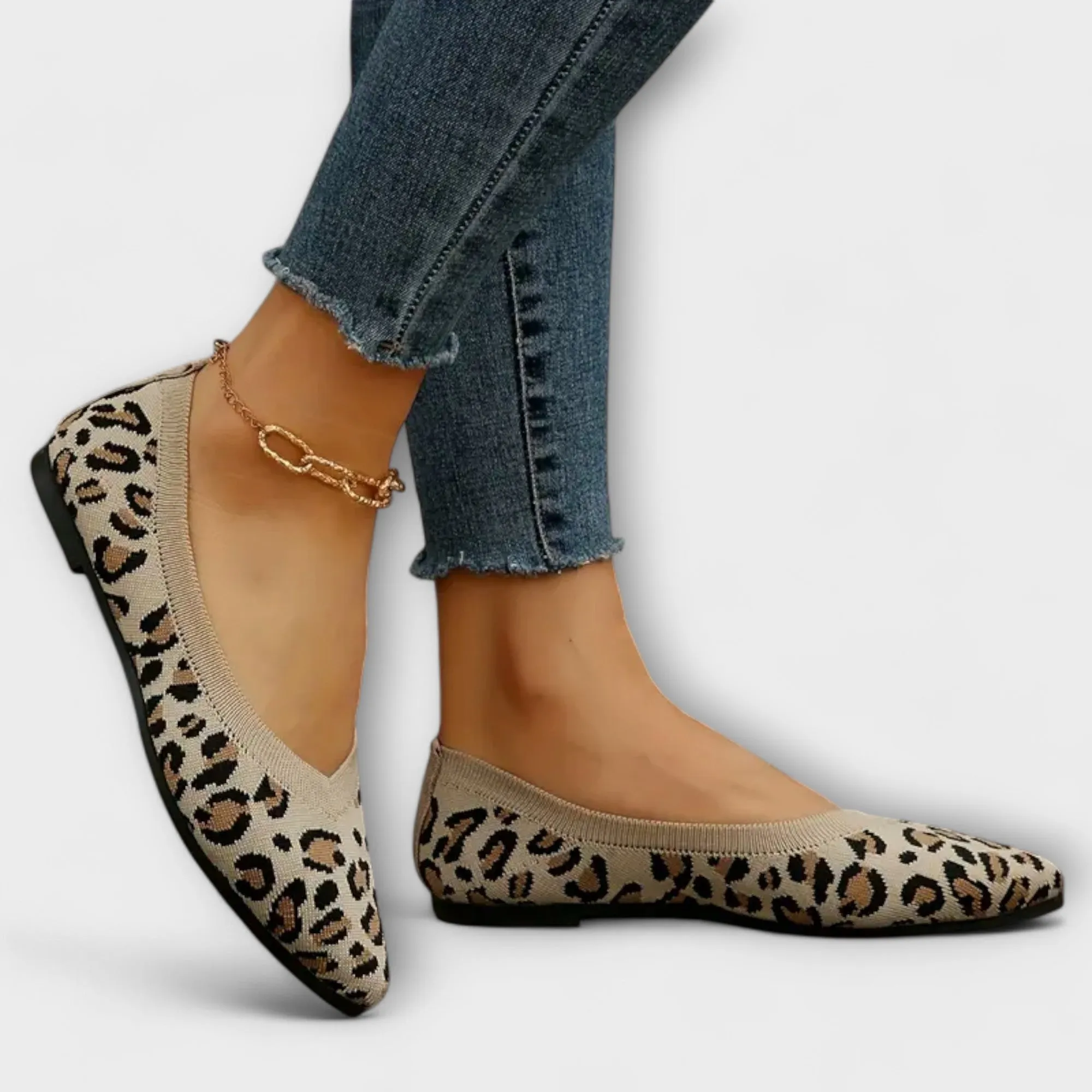 Leopard print lace flats