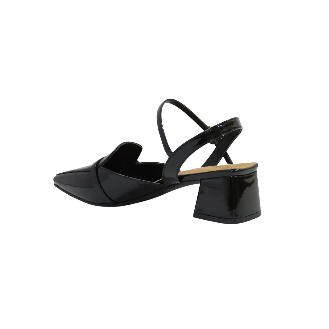 Loafer Buckle Heels in Hana Black Patent