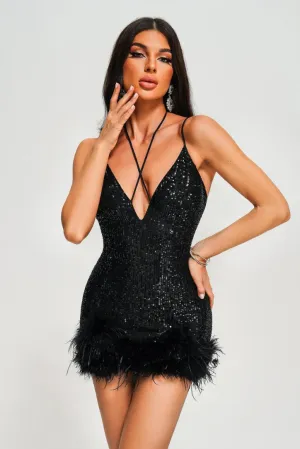 Louisa Sequin Mini- Black