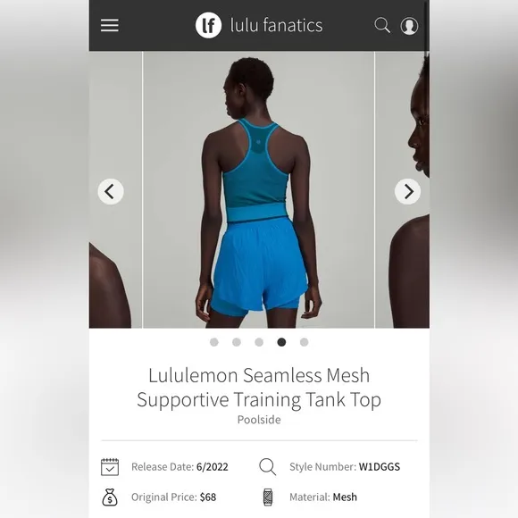 Lululemon Seamless Mesh Supportive Training Tank TopPoolside