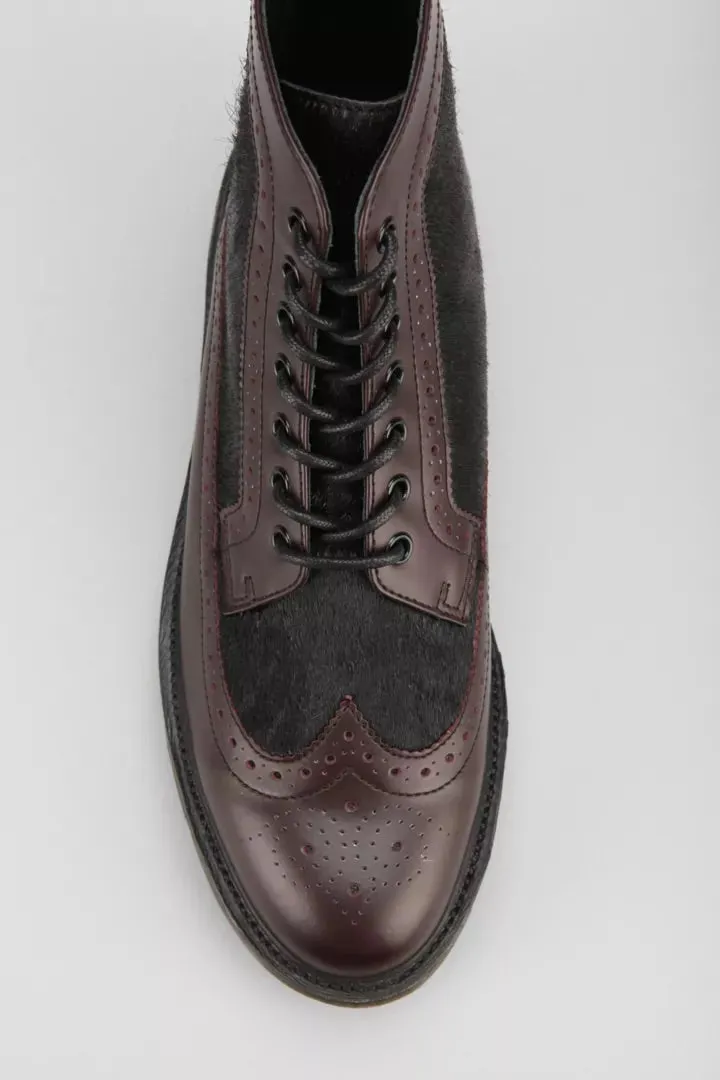 MATIAS OXBLOOD BLACK SMOOTH ITALIAN HAIR ON BOOT