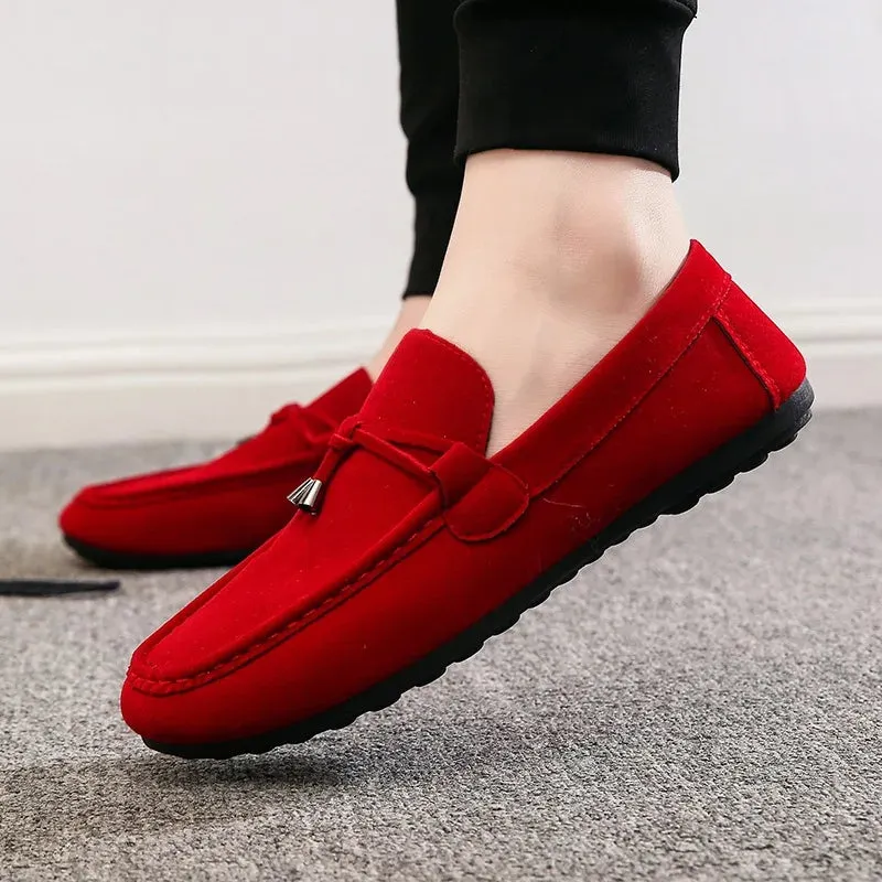 Men's Casual Shoes Red Loafers Cleat Shoes Metal Trim Adulto Driving Moccasin Soft Comfortable Casual Shoes Men's Sneakers Flats