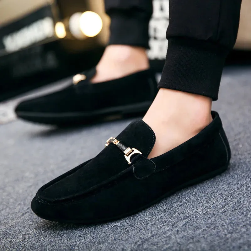 Men's Casual Shoes Red Loafers Cleat Shoes Metal Trim Adulto Driving Moccasin Soft Comfortable Casual Shoes Men's Sneakers Flats
