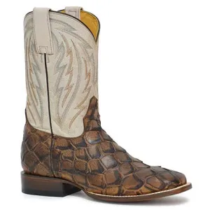 Men's Roper Big Fish Pirarucu PRINT Hybrid Sole Boots Handcrafted Tan