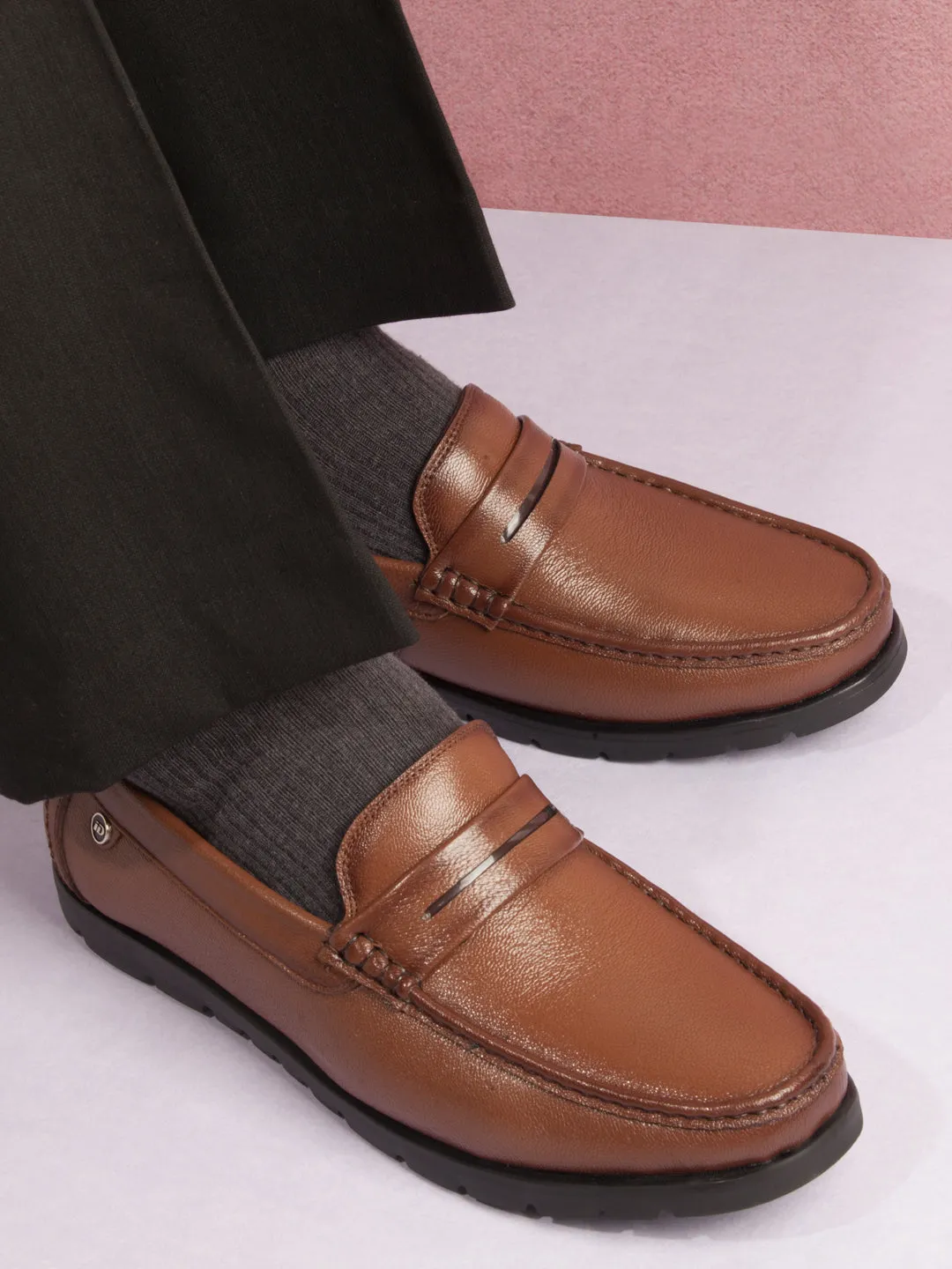 Men's Tan Moc Toe Loafer (ID1174)