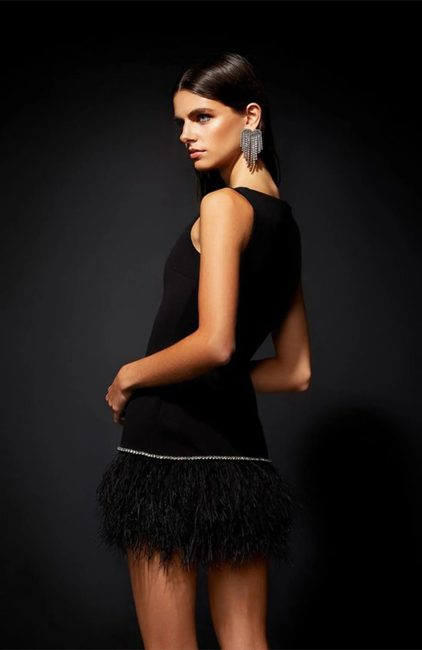 Midnight Luxe Mini | Little Black Dress with Feather