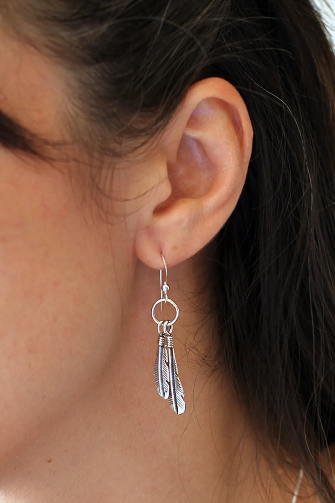 Navajo Twin Feather Earrings