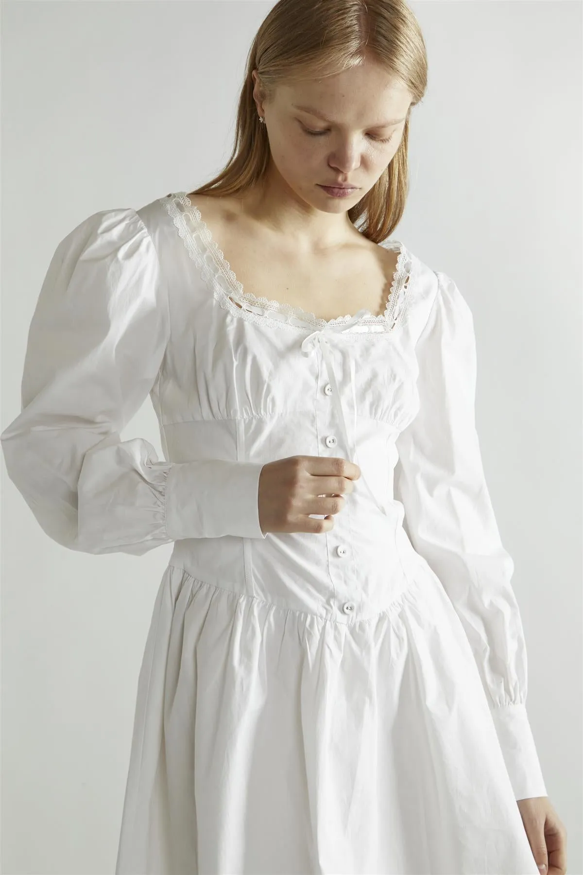 Off White Skater Mini-Dress