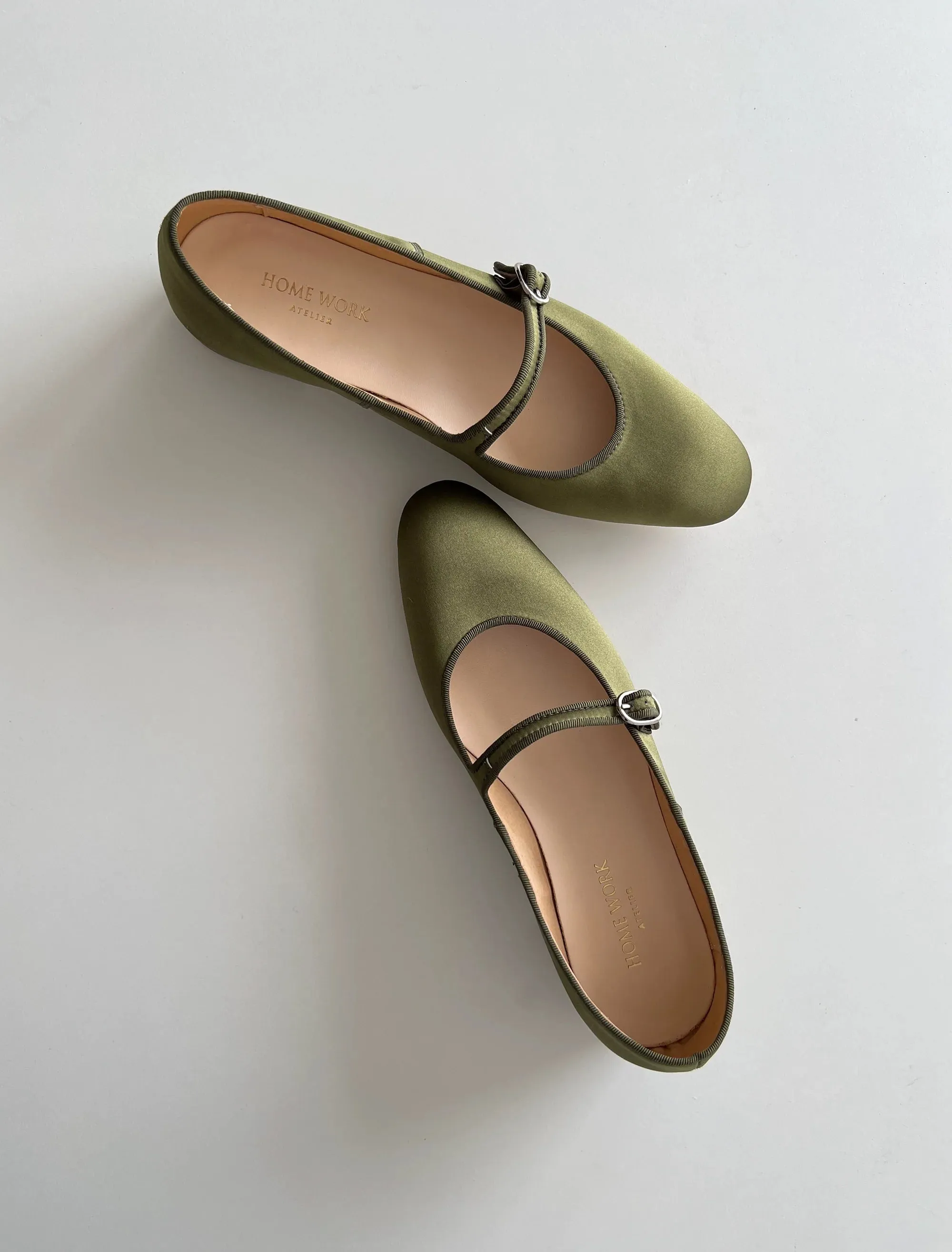Olive Green Mary Jane Flats