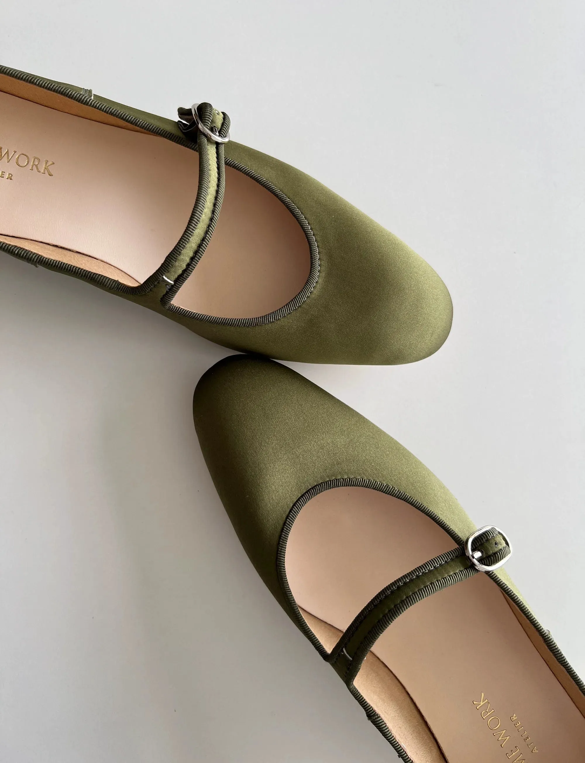Olive Green Mary Jane Flats
