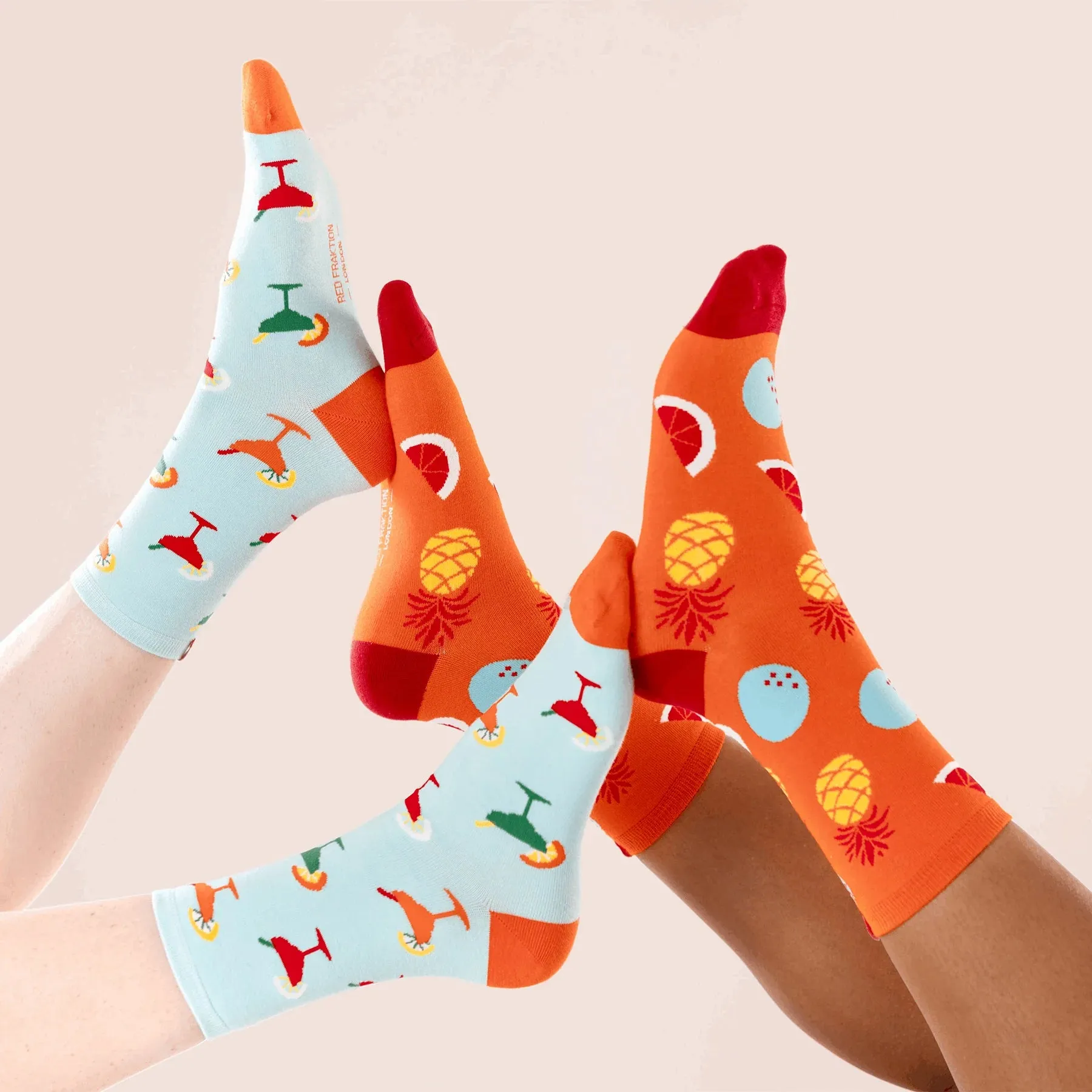 Orange Bamboo Socks with Exotic Fruits by Red Fraktion