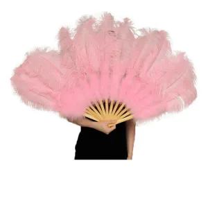 Ostrich Feather Fan Large Dance Fans Pink Orange