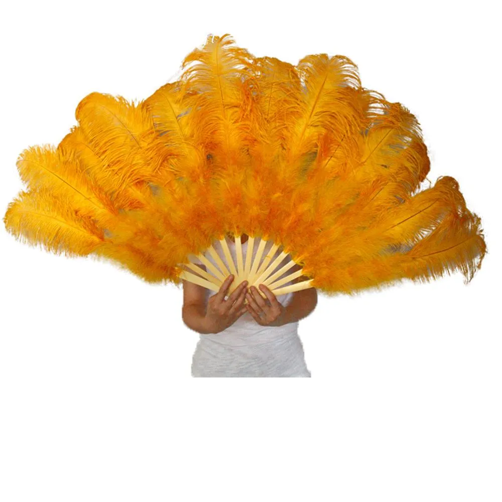 Ostrich Feather Fan Large Dance Fans Pink Orange