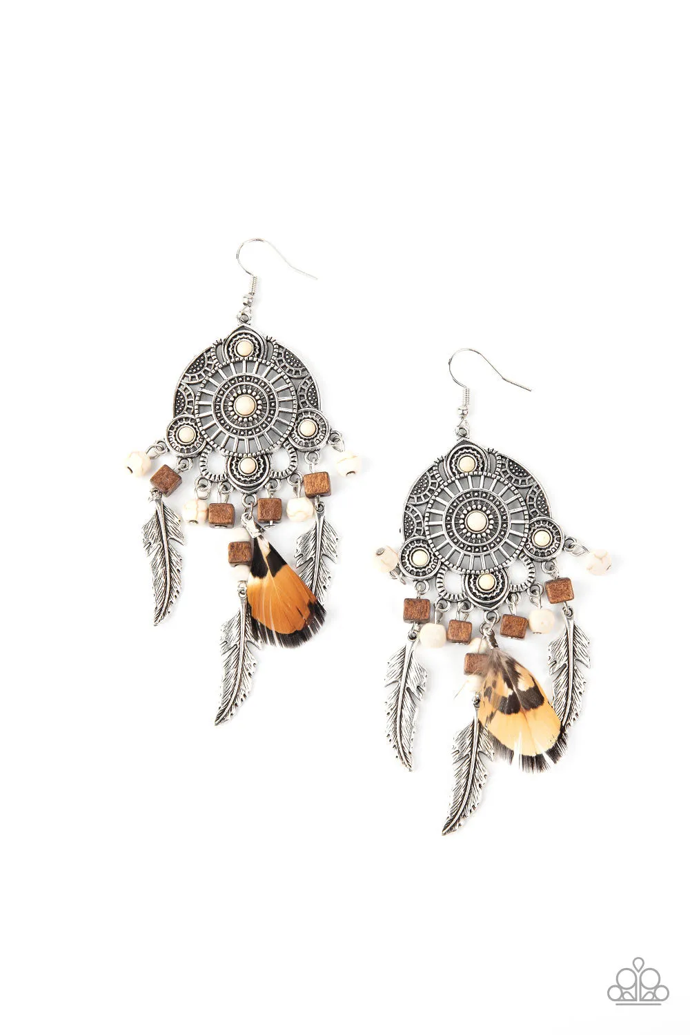 Paparazzi Desert Plains - Feather Earrings