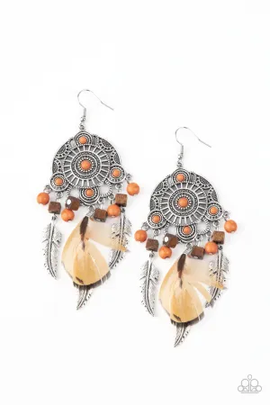 Paparazzi Desert Plains - Feather Earrings