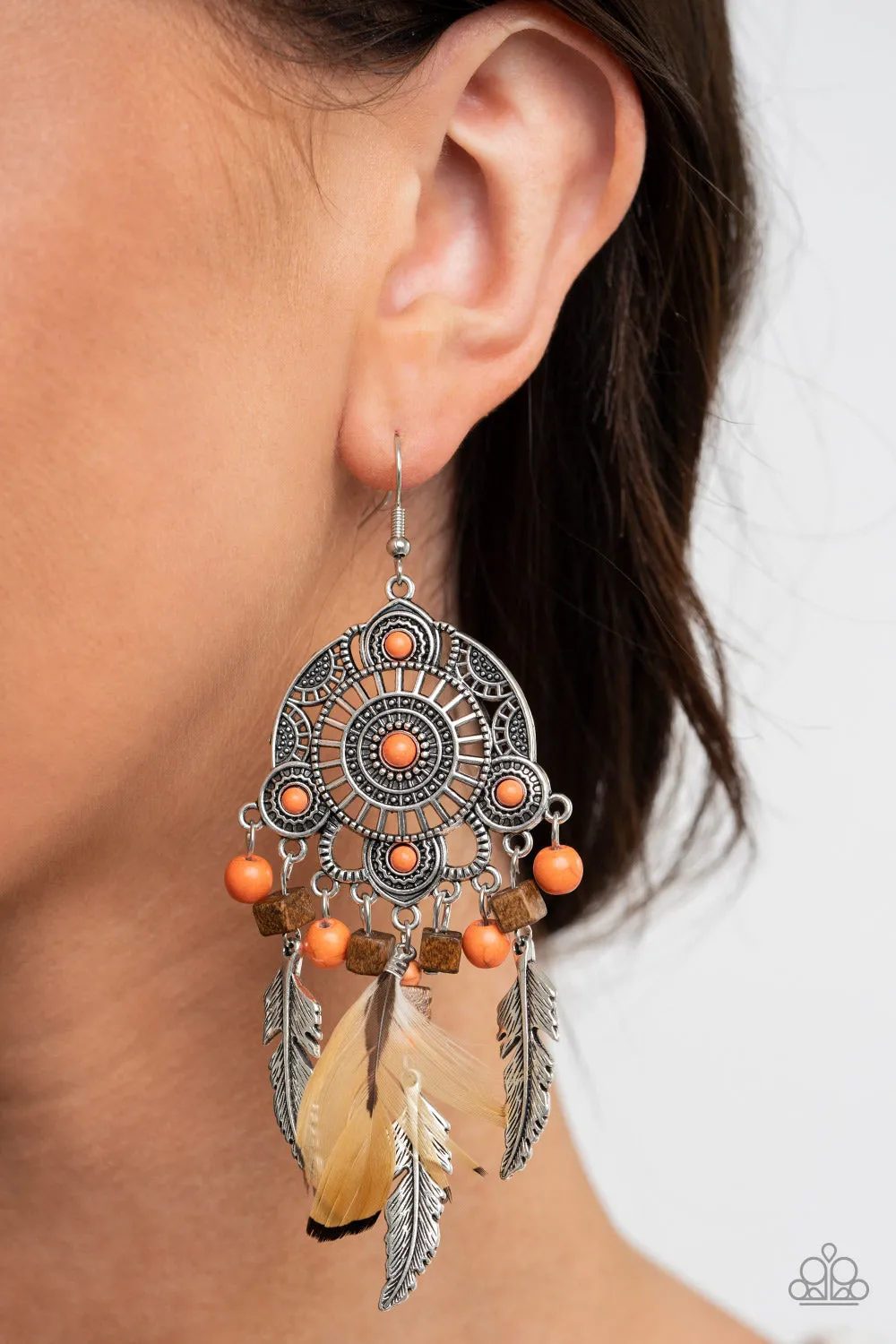 Paparazzi Desert Plains - Feather Earrings