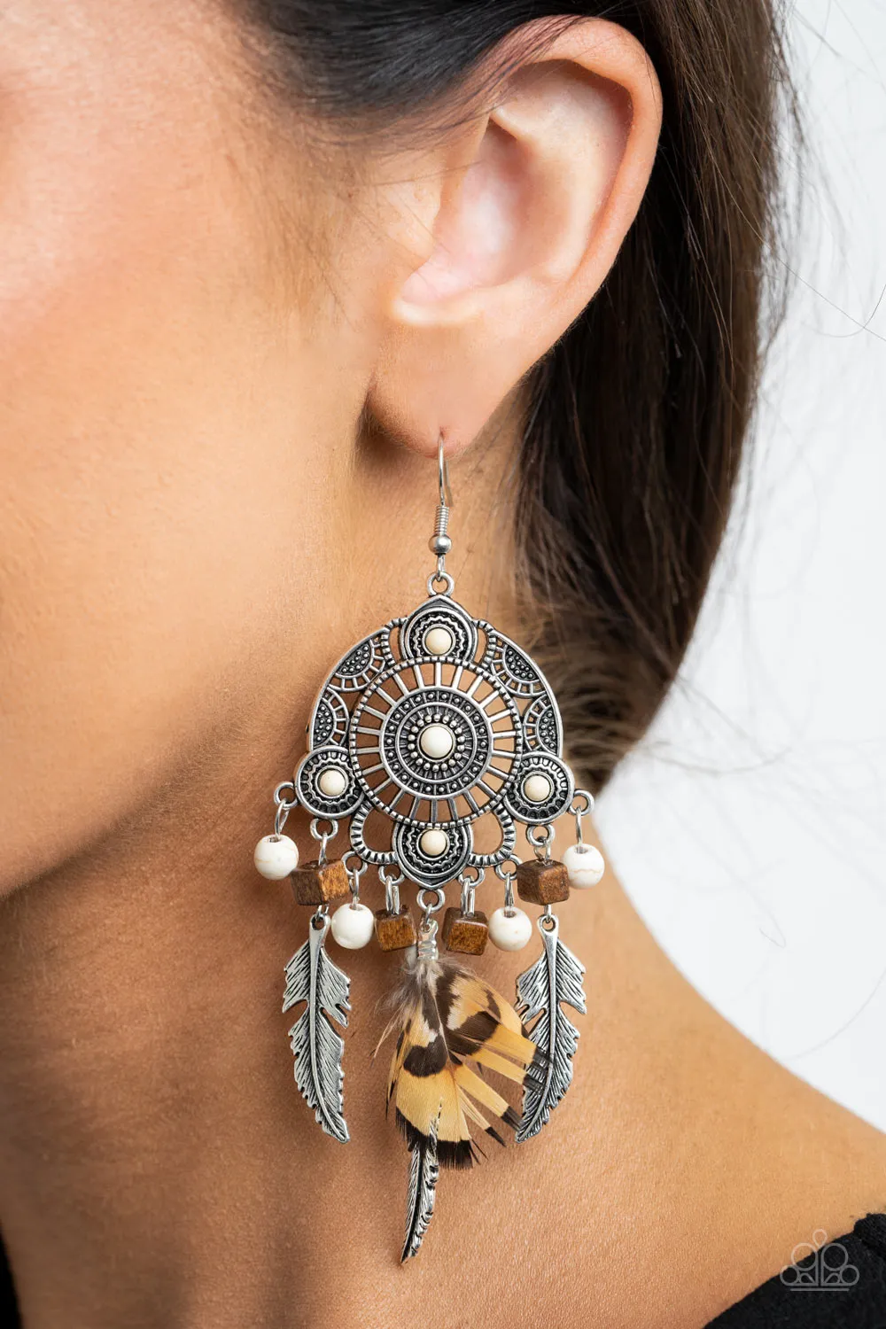 Paparazzi Desert Plains - Feather Earrings