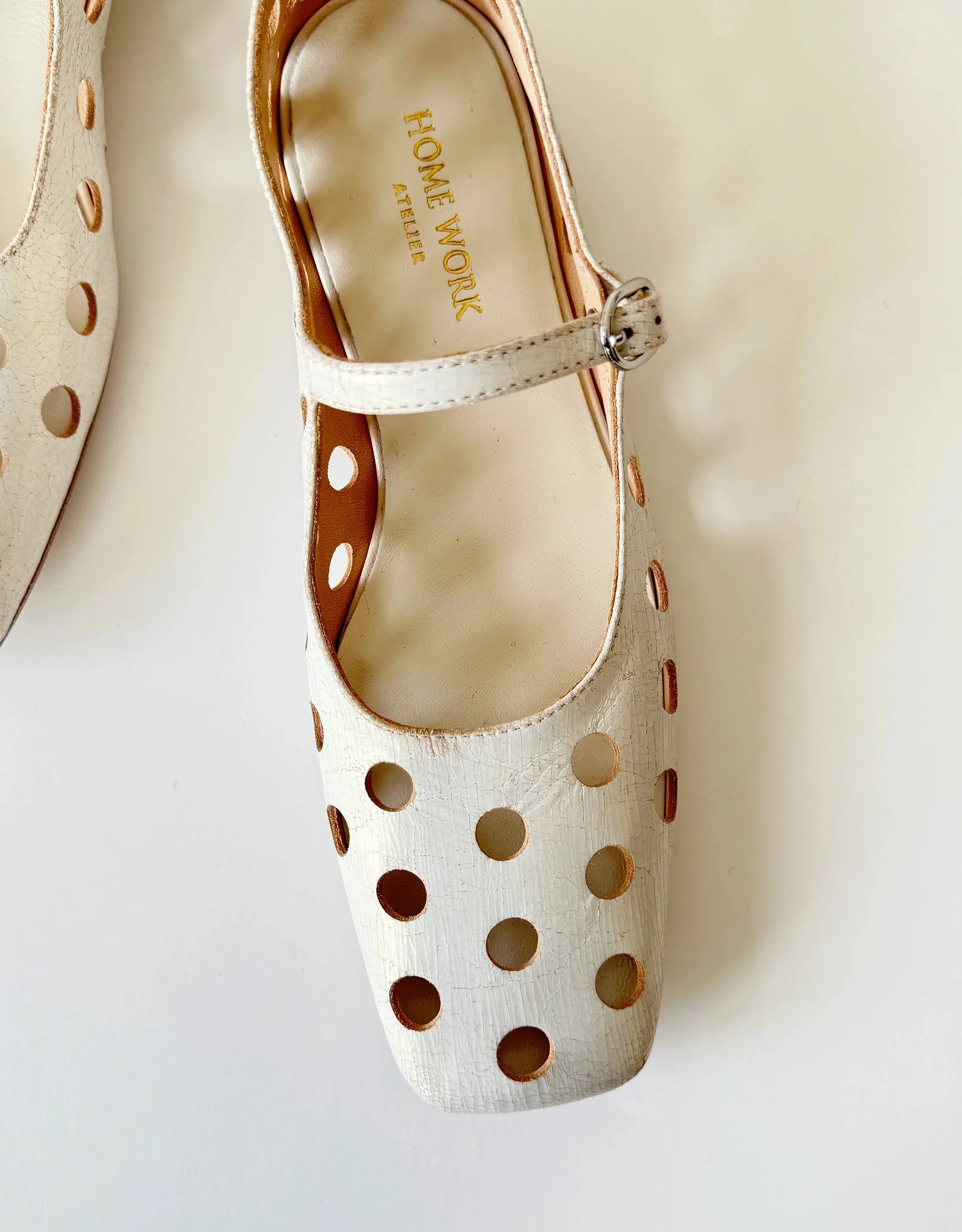 Pearl White Mary Jane Flats