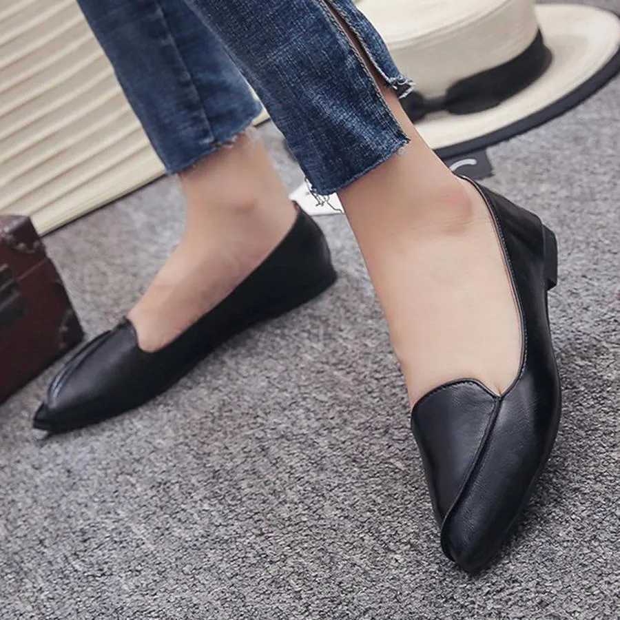 Plain Flat Point Toe Date Comfort Flats