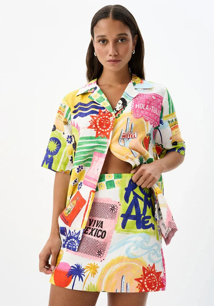 Playful Graffiti Print Two-Piece Top and Skirt Set