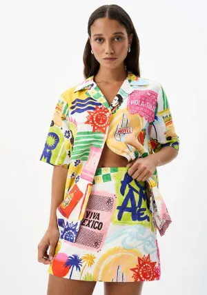 Playful Graffiti Print Two-Piece Top and Skirt Set