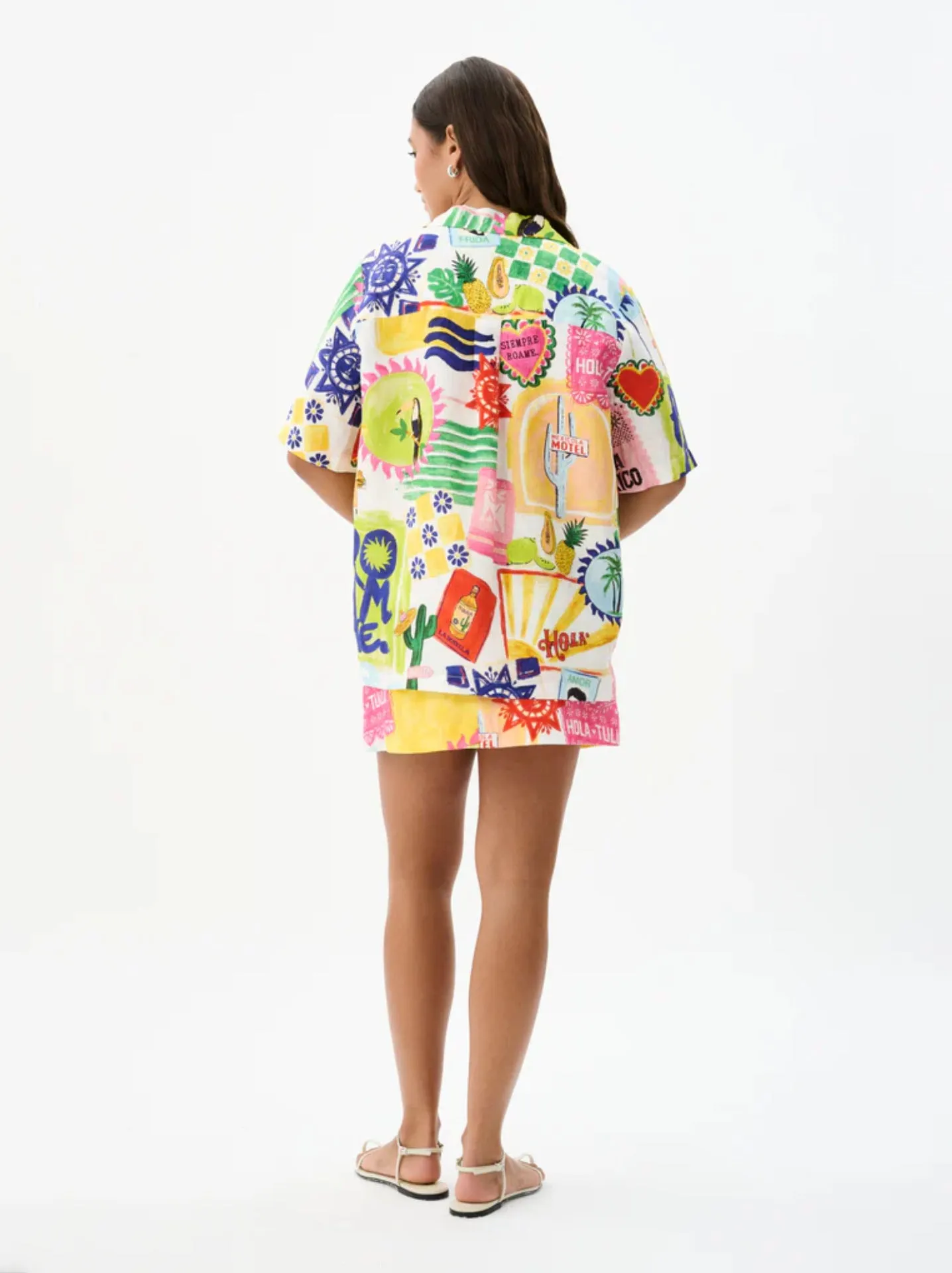 Playful Graffiti Print Two-Piece Top and Skirt Set