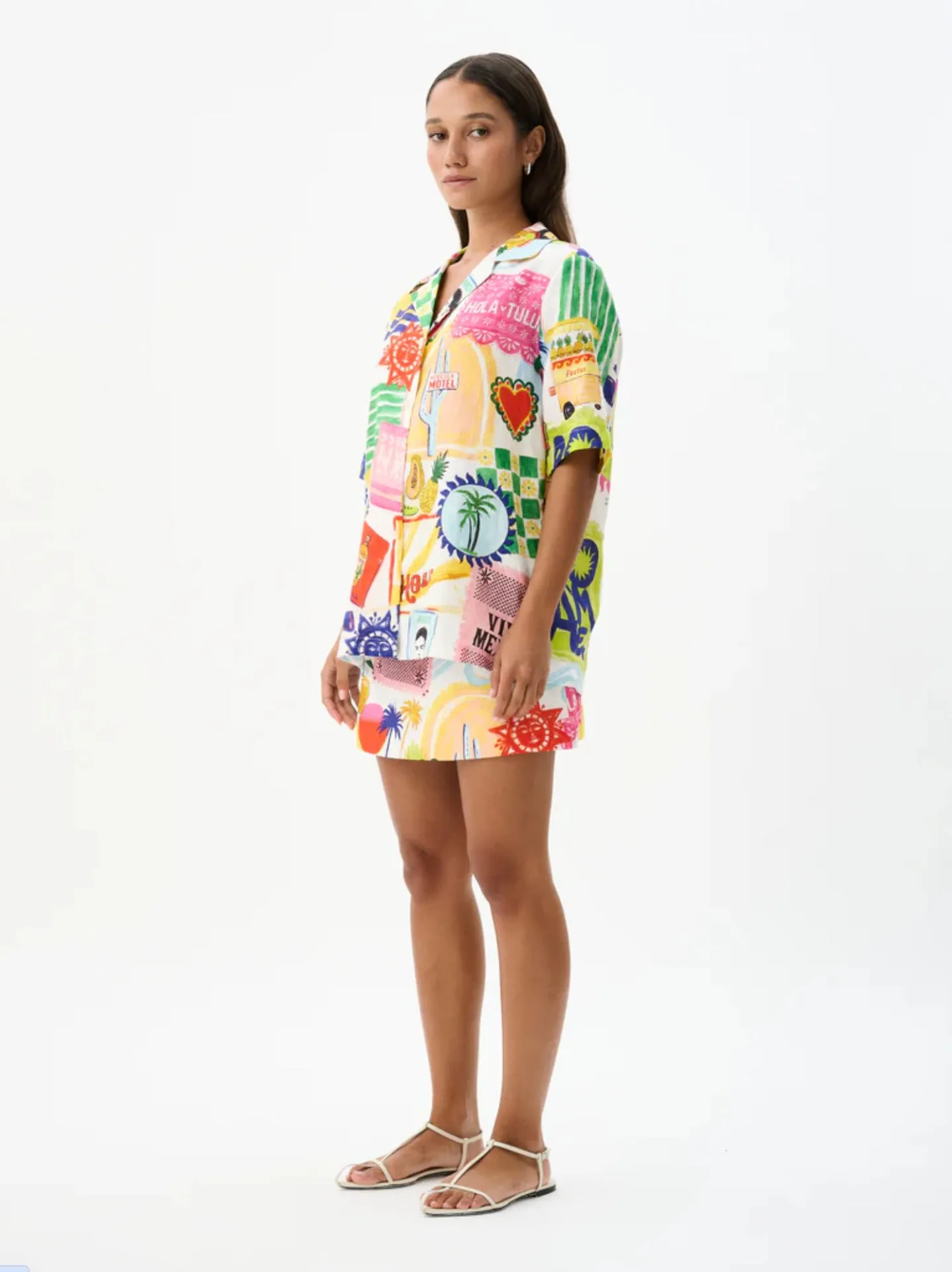 Playful Graffiti Print Two-Piece Top and Skirt Set