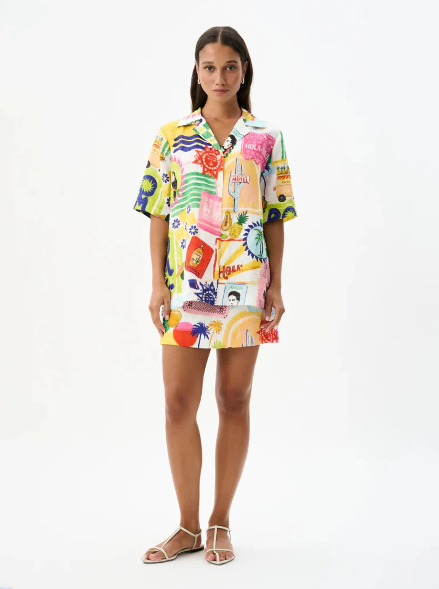 Playful Graffiti Print Two-Piece Top and Skirt Set