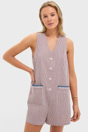 Red and Blue Stripe Myla Romper