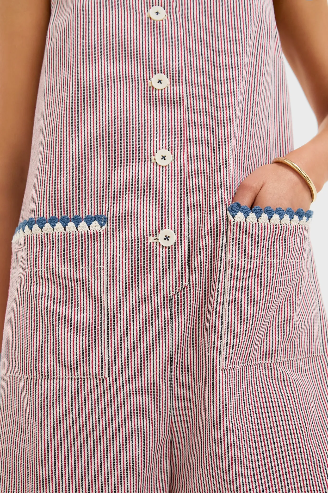 Red and Blue Stripe Myla Romper