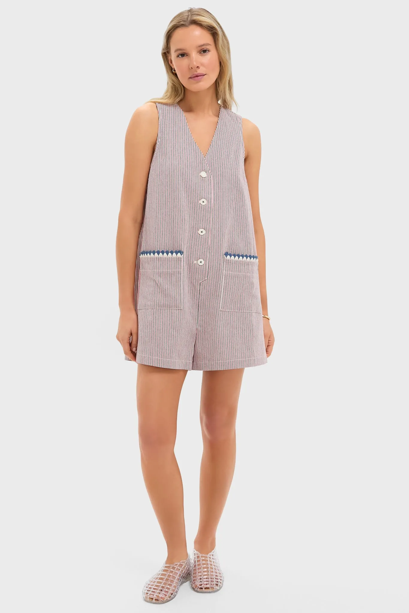 Red and Blue Stripe Myla Romper