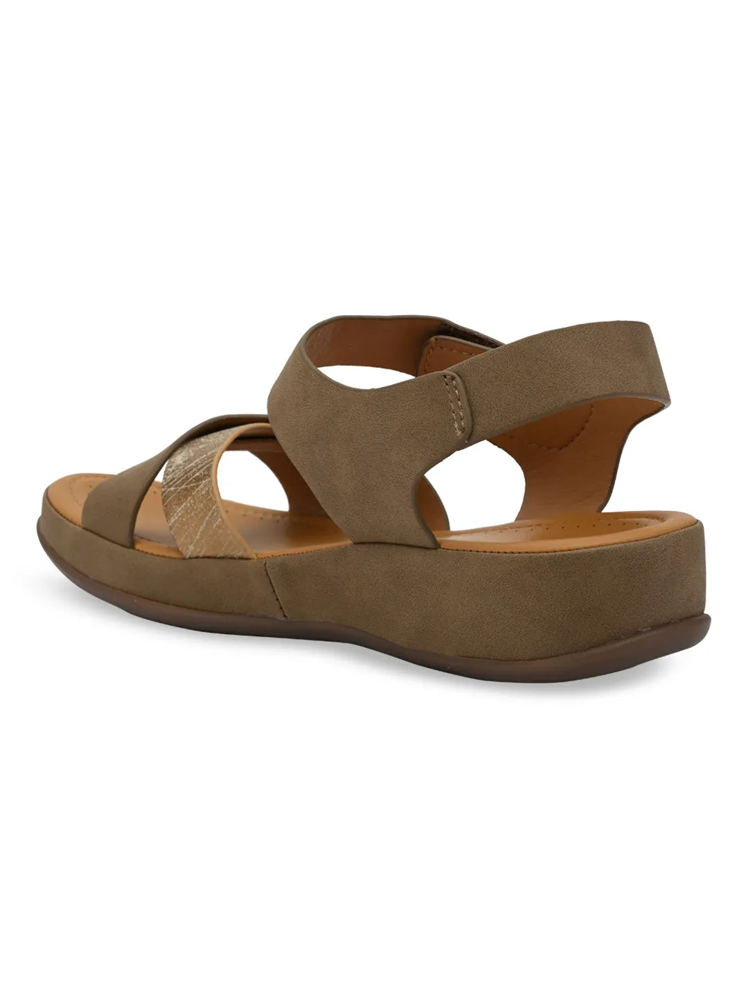 Rocia By Regal Antique Gold Women Casual Comfort Flat Sandals