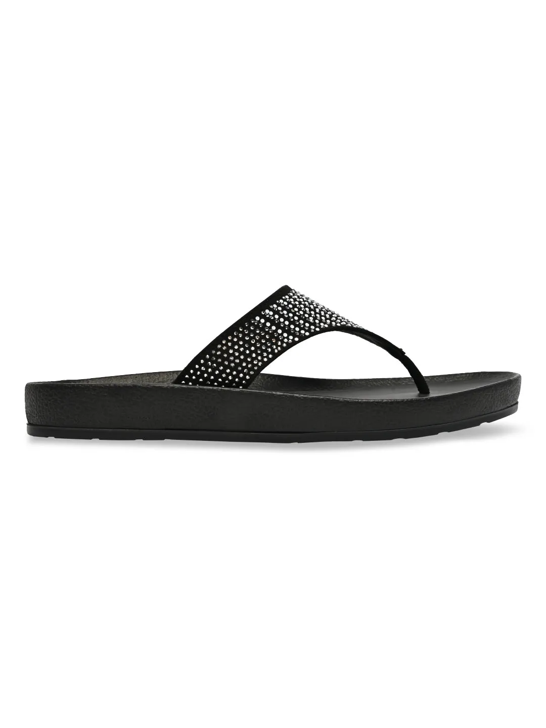 Rocia By Regal Black Women Casual Flat Flexi Sole Sandals