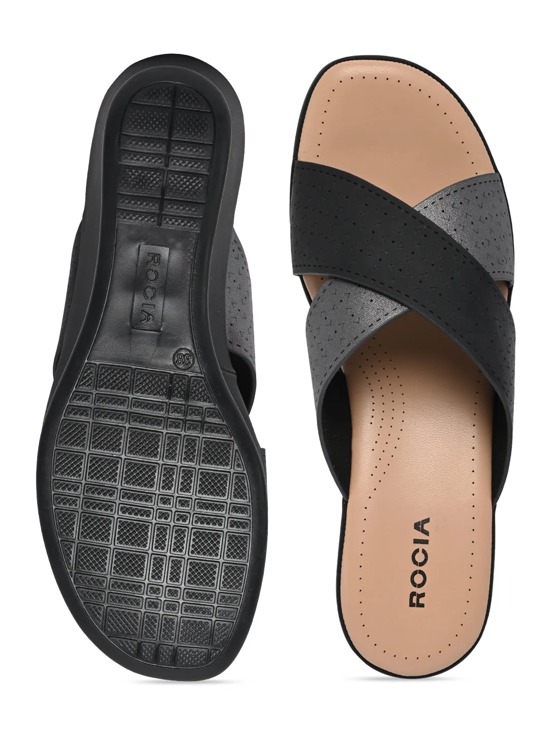Rocia By Regal Black Women Laser Cut Wedges