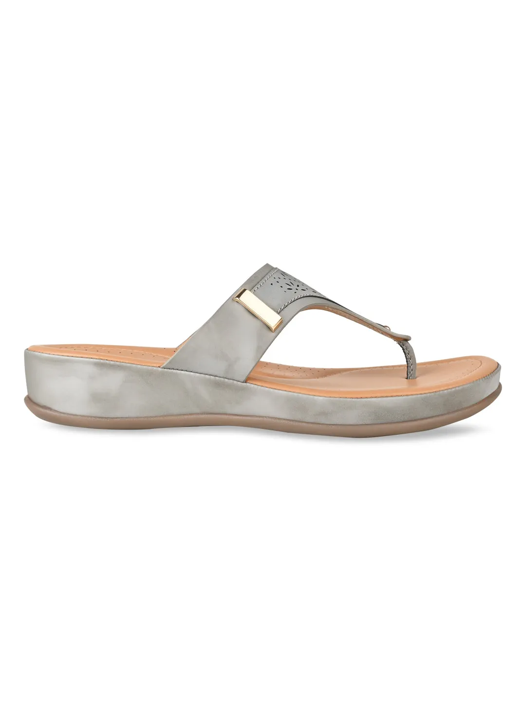 Rocia By Regal Grey Women Laser Cut Comfort Flats