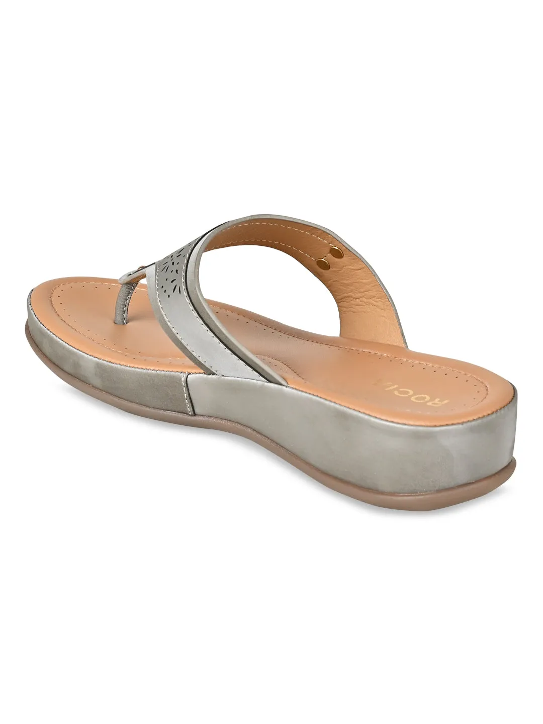 Rocia By Regal Grey Women Laser Cut Comfort Flats