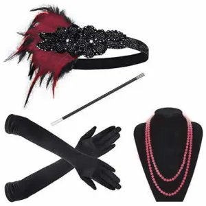 Rose Pink 1920s Gatsby Flapper Set