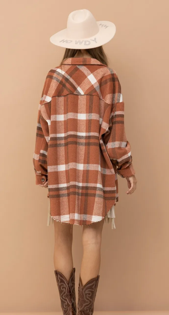 Rust Oversized  Boyfriend Shacket