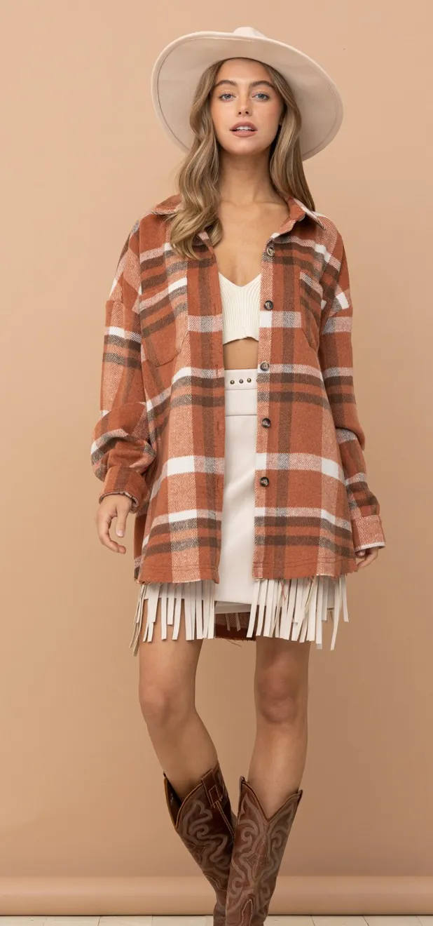 Rust Oversized  Boyfriend Shacket