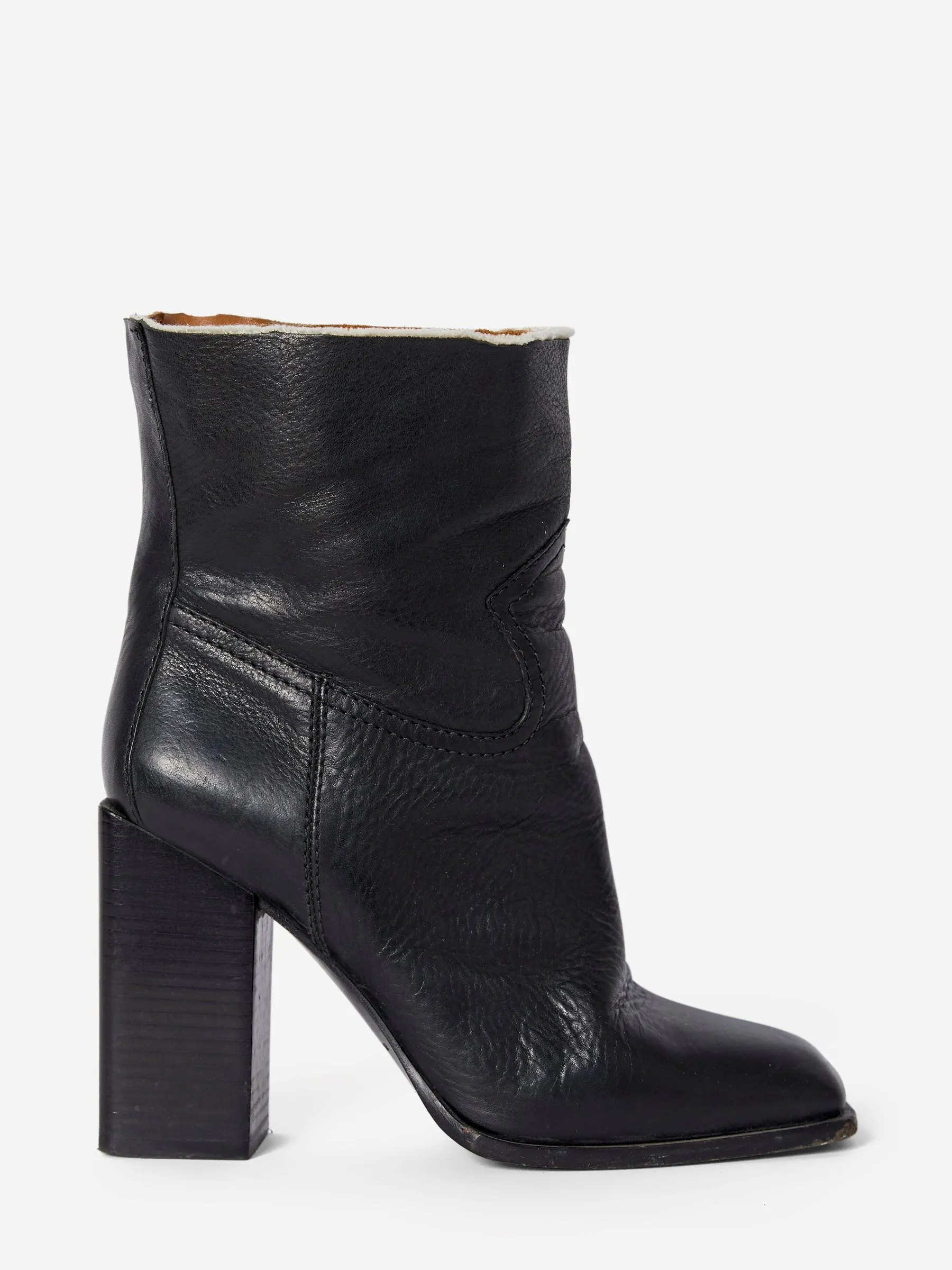 SAINT LAURENT LEATHER CANVAS ANKLE BOOTS