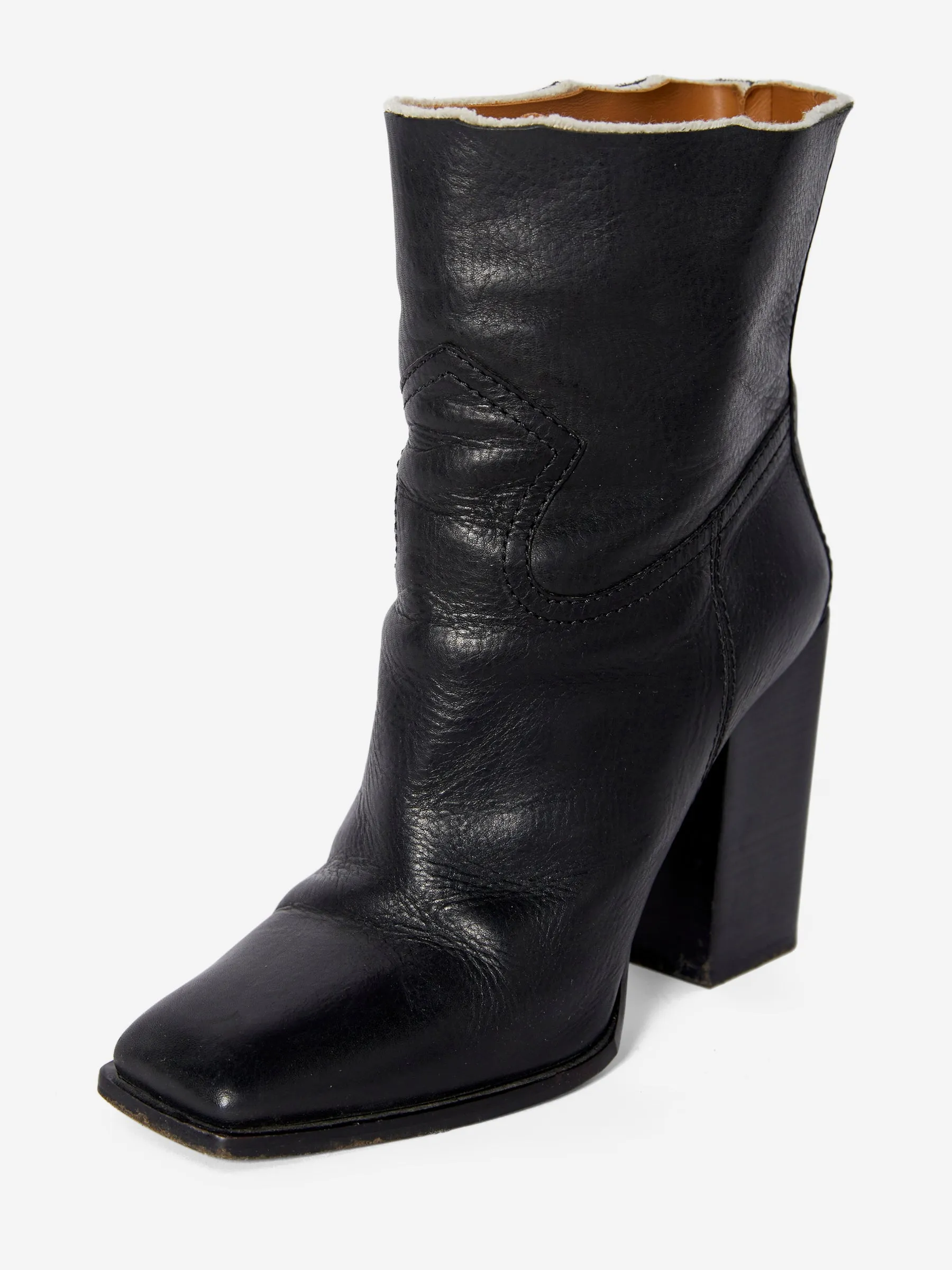 SAINT LAURENT LEATHER CANVAS ANKLE BOOTS