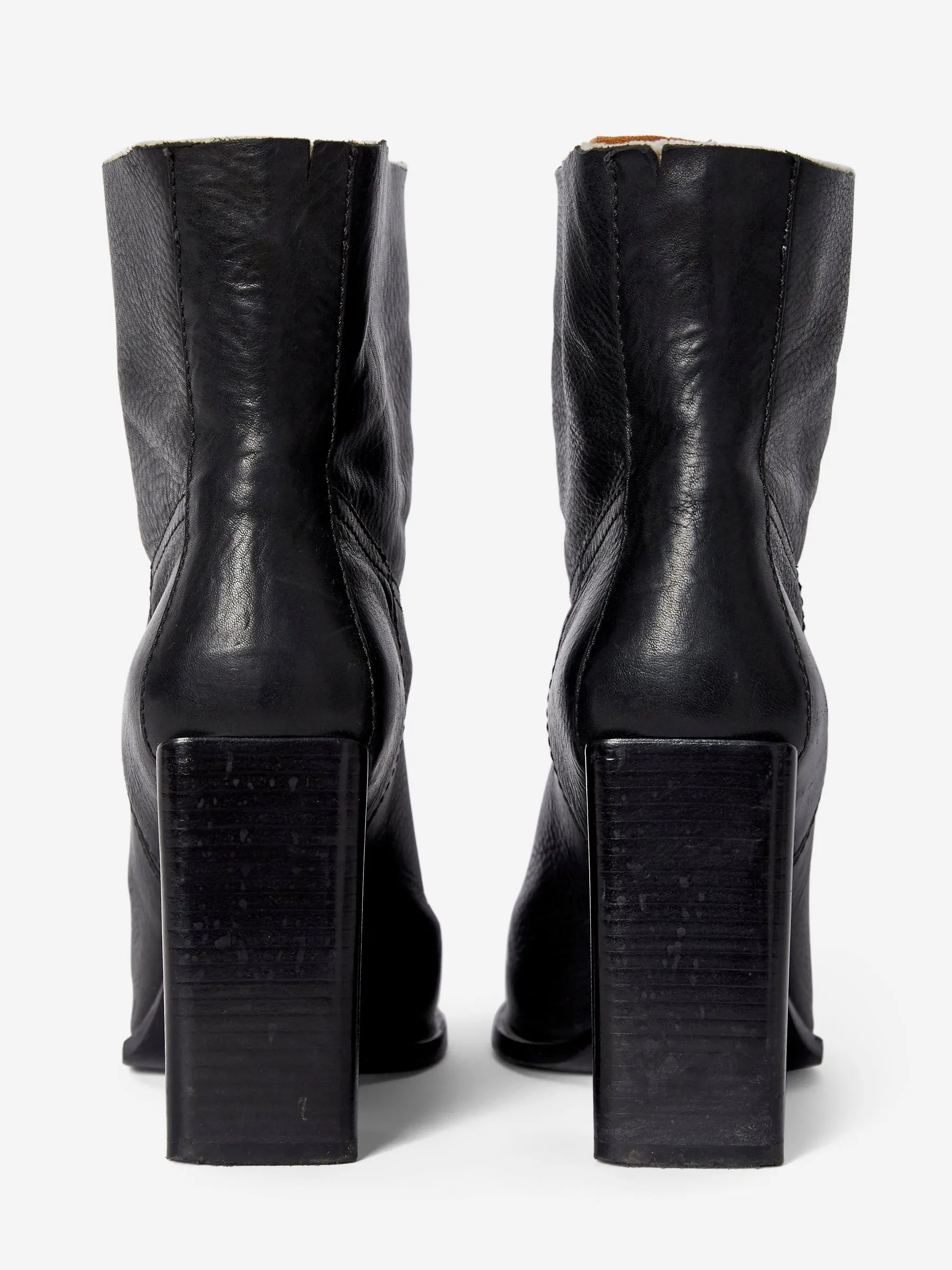 SAINT LAURENT LEATHER CANVAS ANKLE BOOTS