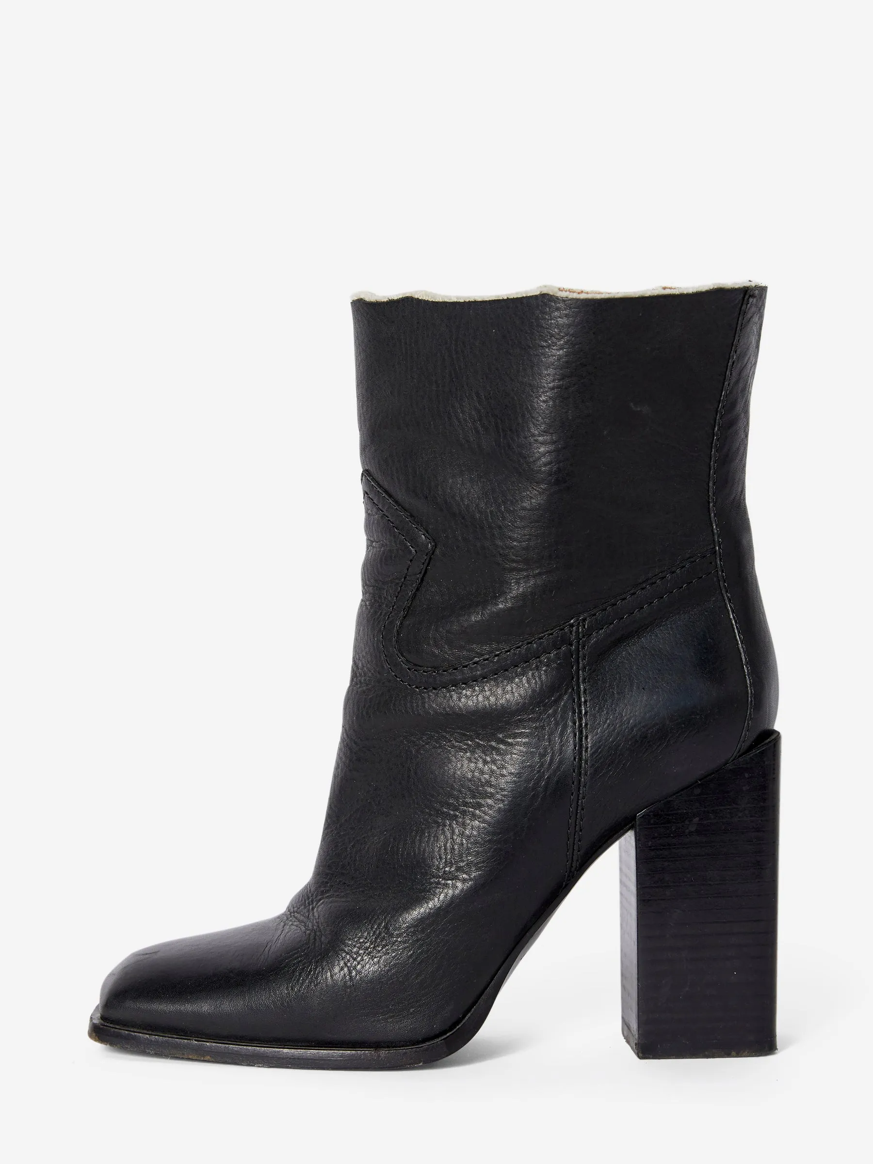 SAINT LAURENT LEATHER CANVAS ANKLE BOOTS