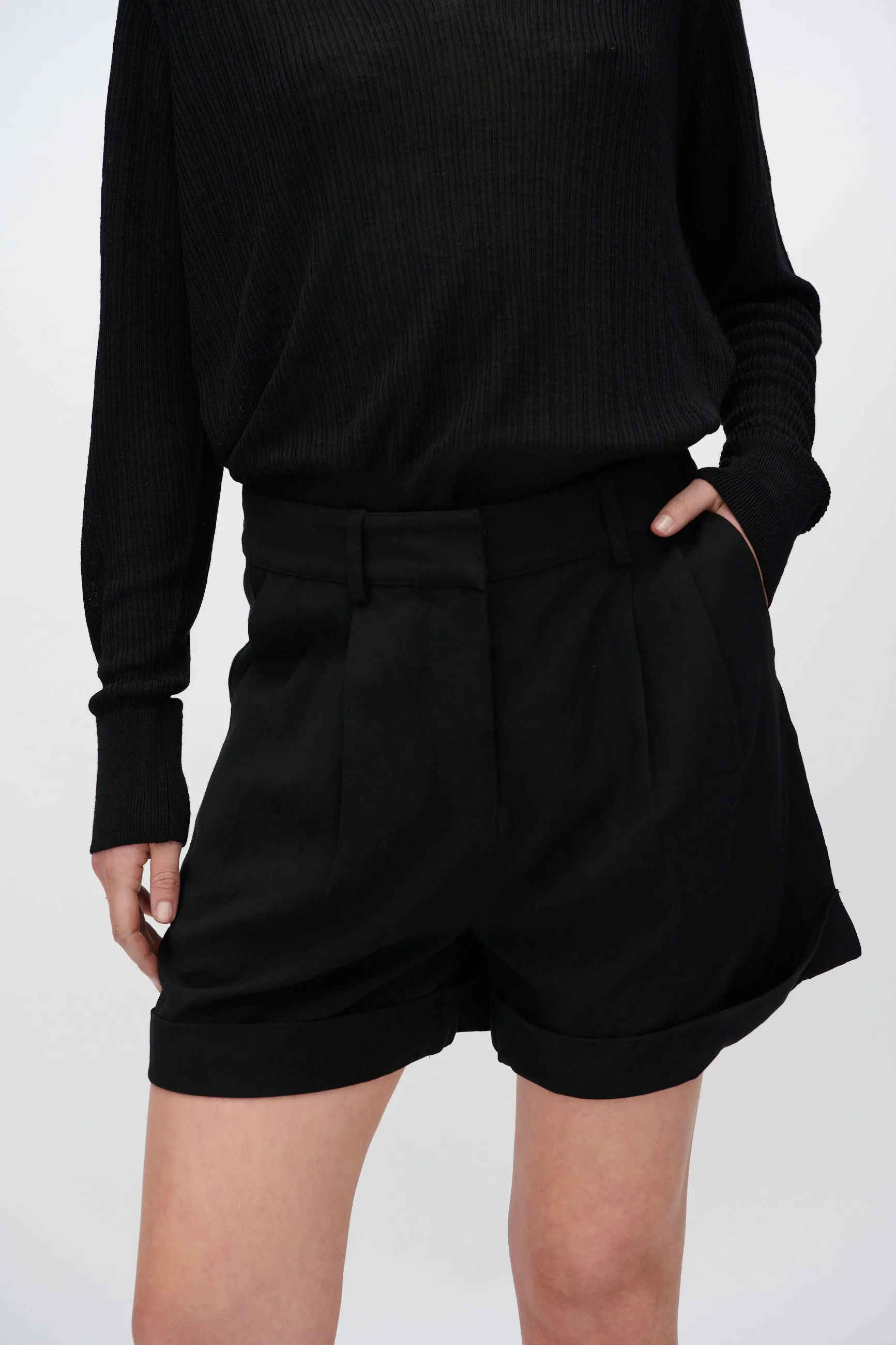 Selby linen blend shorts 3069 - Black