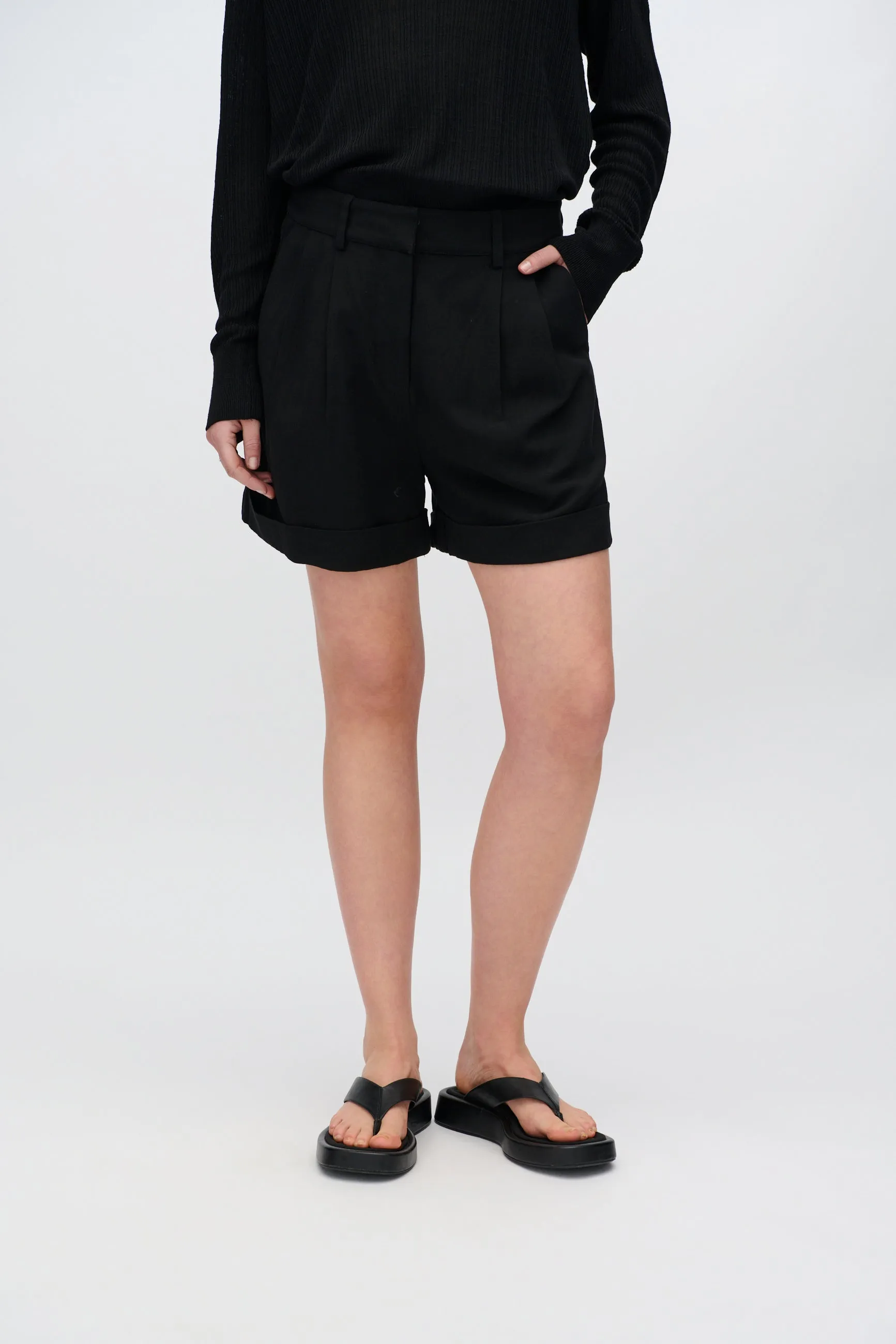 Selby linen blend shorts 3069 - Black
