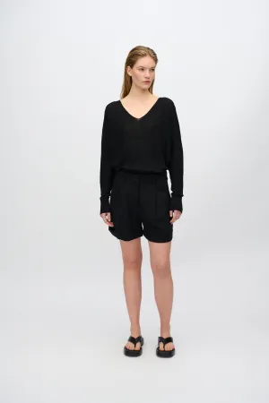 Selby linen blend shorts 3069 - Black