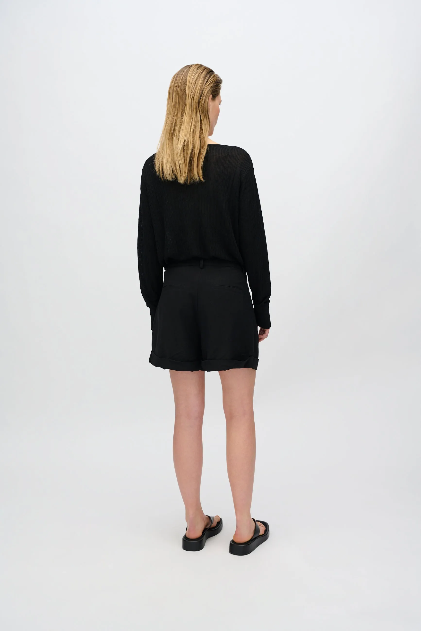 Selby linen blend shorts 3069 - Black