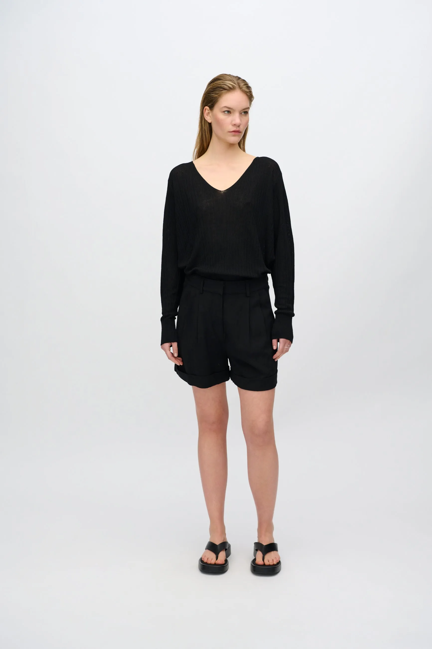 Selby linen blend shorts 3069 - Black