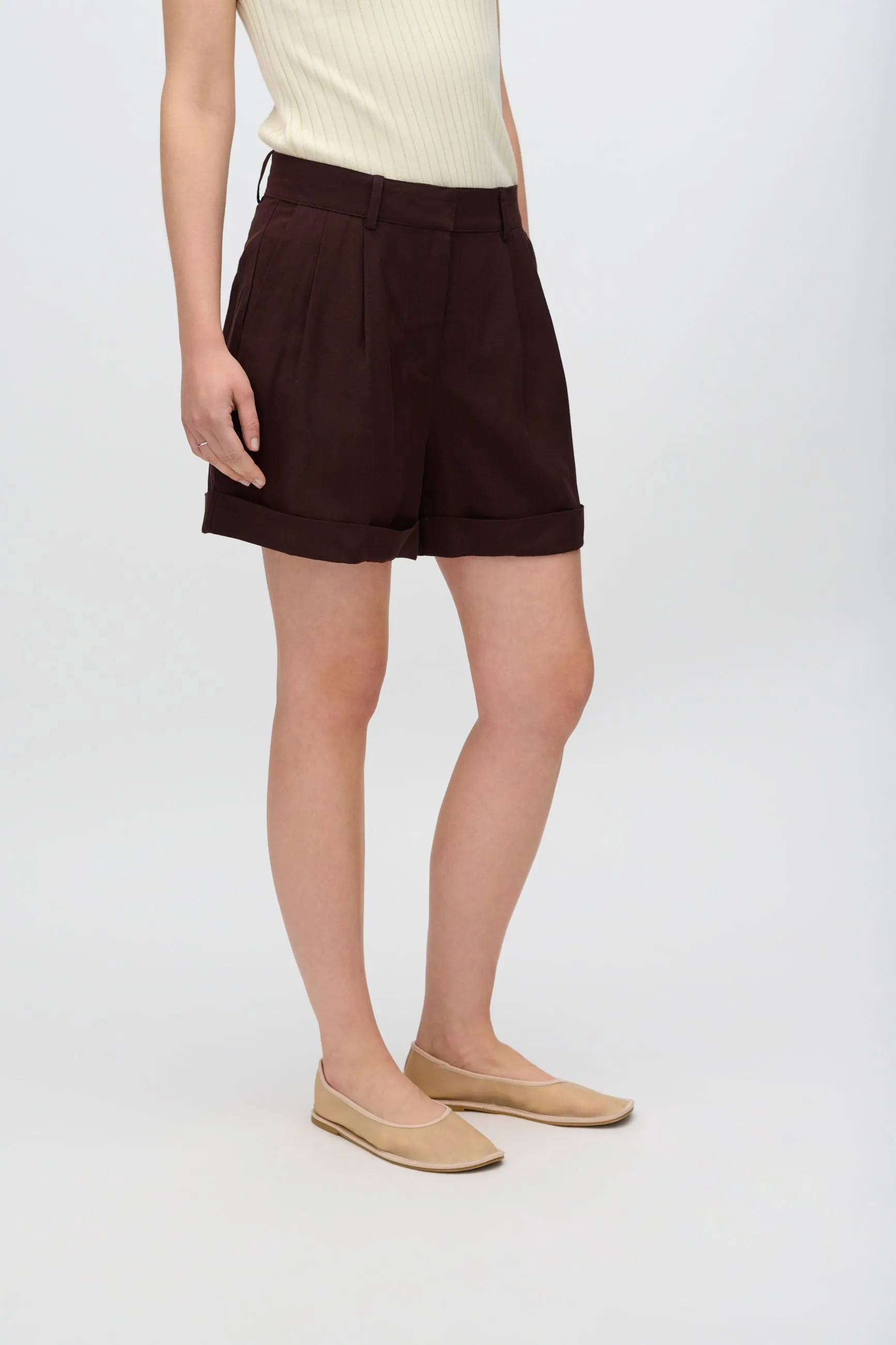 Selby linen blend shorts 3069 - French Roast