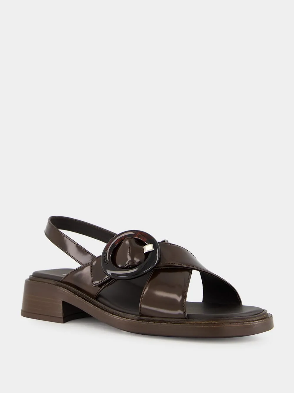 Sienna Brown Brushed Leather Sandals with Buckle
